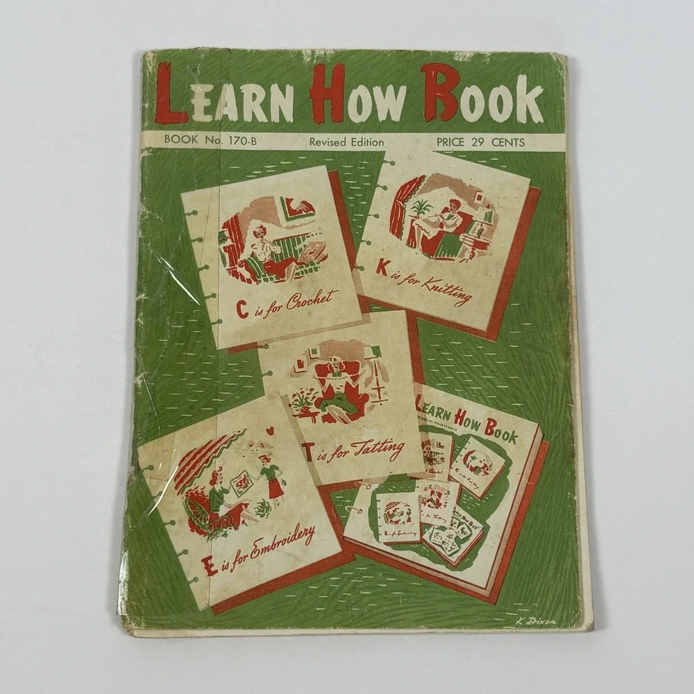 1959 Coats & Clark Learn How Book 170-B‎ Crochet Knit Tatting Embroidery Vintage